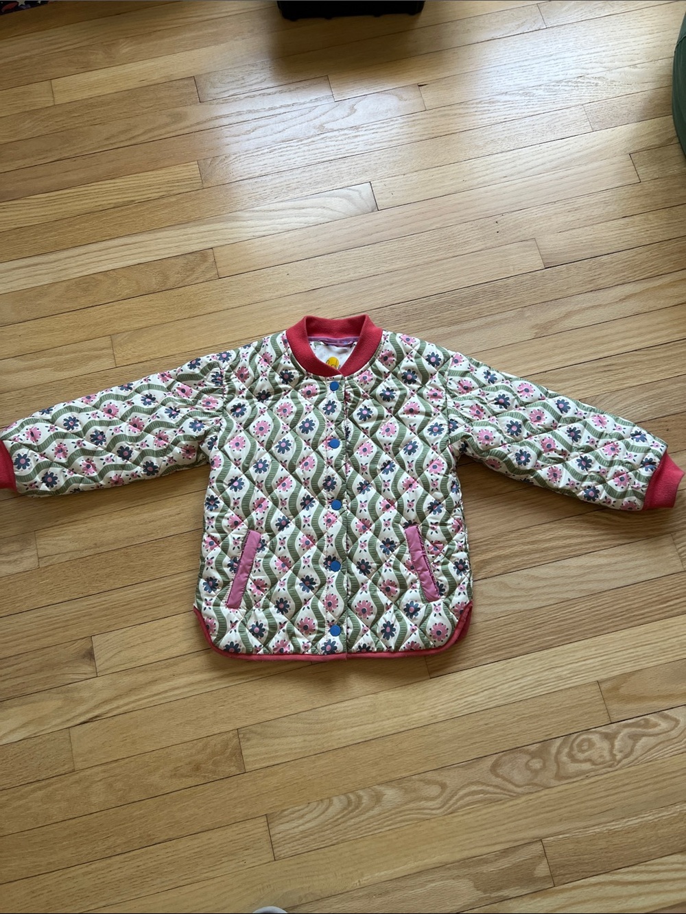 Boden Cream Quilted Floral Puffer Jacket
